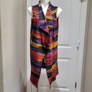 Parsley & Sage LARGE Duster Sleeveless Vest Cardigan Pockets Back Zipper Detail
